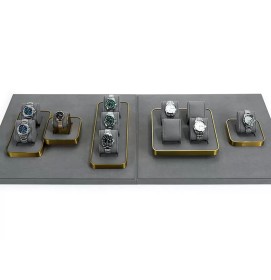 Popular Dark Gray White Velvet Watch Display Holder Tray
