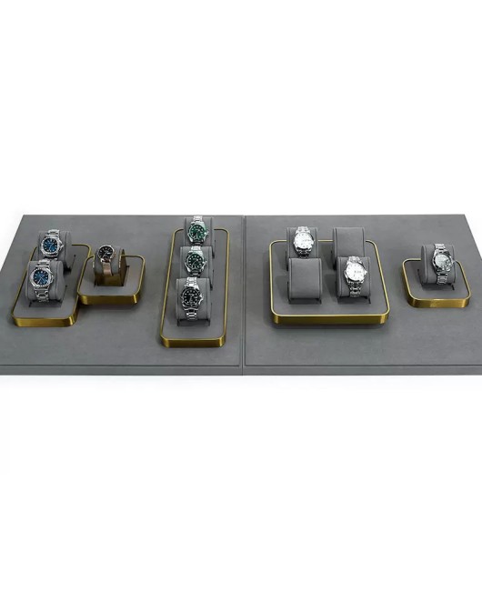 Popular Dark Gray White Velvet Watch Display Holder Tray