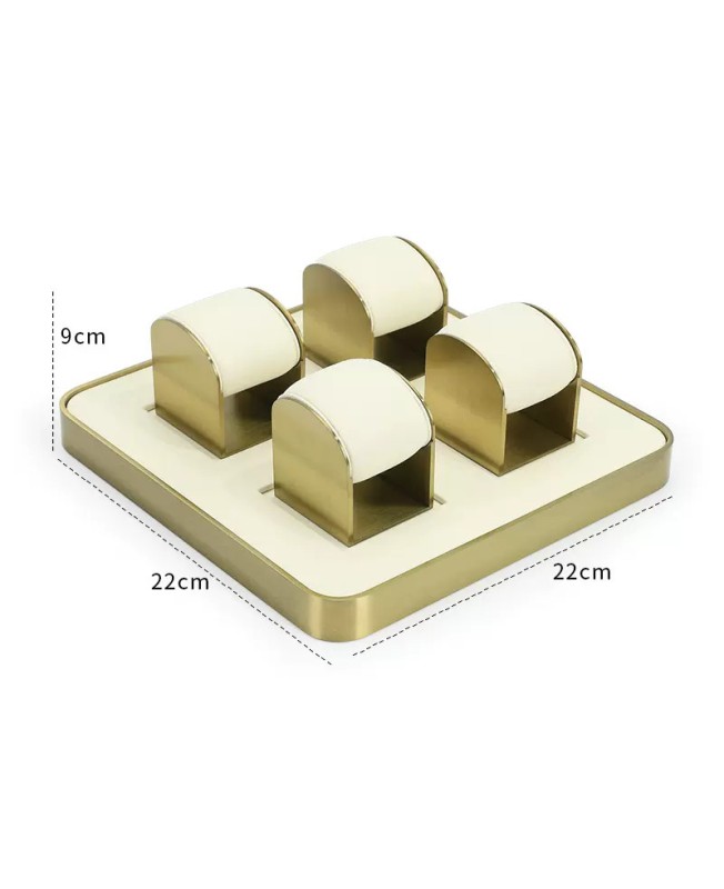 Suporte para Relógios em Veludo Branco-Oxidado e Metal Dourado Suporte para Relógios em Veludo Branco-Oxidado e Metal Dourado