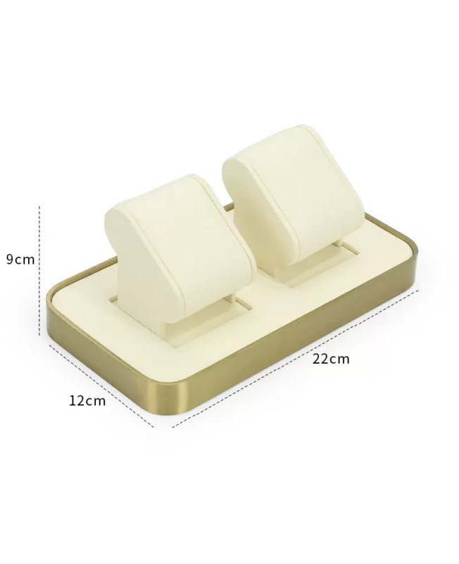 Gold Trim Off White Velvet Watch Display Stands