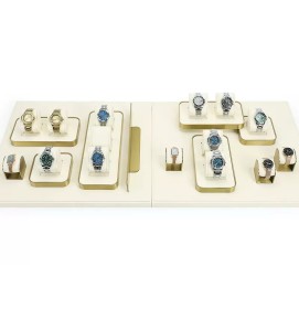 Luxury Gold Trim Off White Velvet Watch Holder Tray