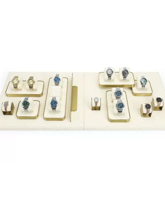 Luxury Gold Trim Off White Velvet Watch Holder Tray