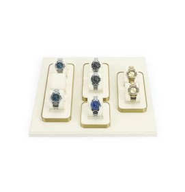 Luxury New Gold Trim Off White Velvet Watch Holder Tray