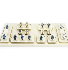 New Gold Trim Off White Velvet Watch Holder Tray