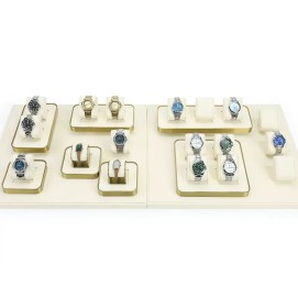Wholesale Gold Trim Off White Velvet Watch Holder Tray
