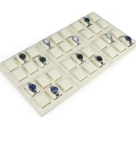 Popular New Off White Velvet Watch Display Tray For Sale