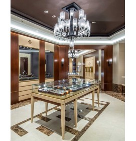 Luxury High End Retail Tempered Glass Floor Standing Watch Shop Display Table Design
