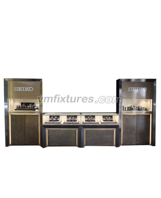 Komersial Mewah Kustom Ritel Modern Watch Display Counter Cabinet