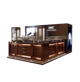 Commerciële glazen houten horloge display teller Retail Watch Mall Kiosk: