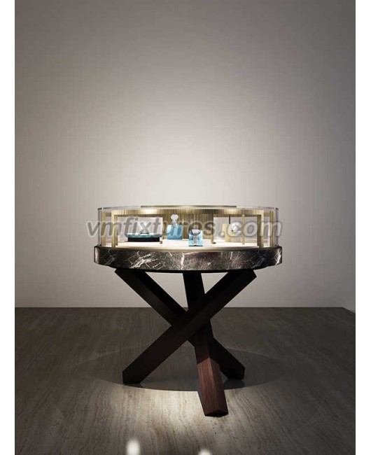 Escaparate de exhibición de reloj de vidrio de madera de diseño creativo personalizado comercial