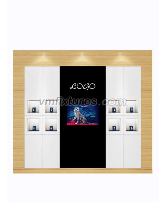 Luxury Wooden Wall Mounted Watch Display Cabinet Showcase Design