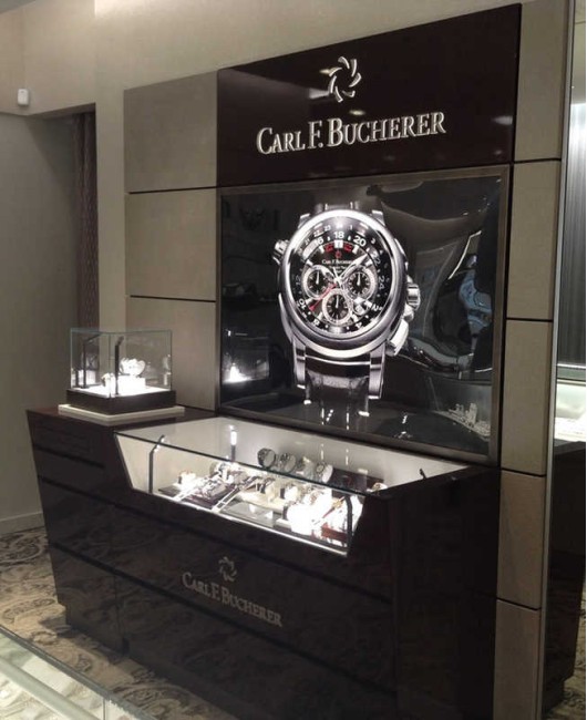 Commercial Modern Custom Black Wooden Retail Watch Display Showcase