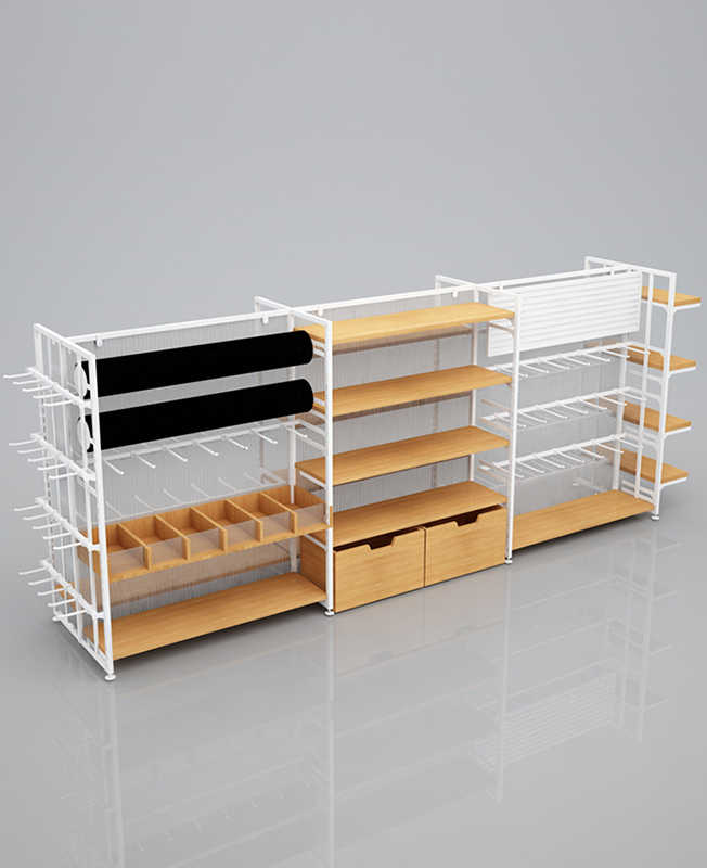 Creative Modern Retail Store Shelves Wood and Metal Gondola Shelves